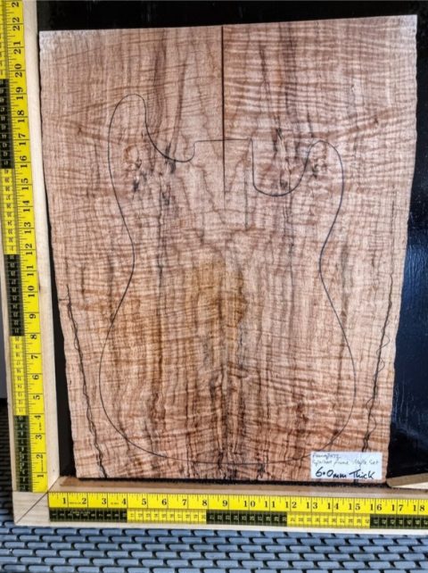 Spalted Flame Maple Bookmatched Guitar Top Set
