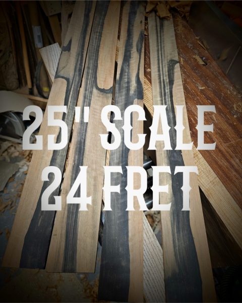 25" scale length fret slotting, 24 frets