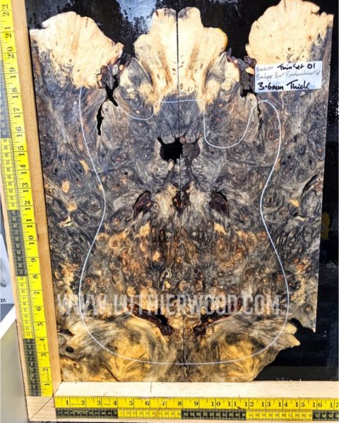 Buckeye Burl guitar and bass top set