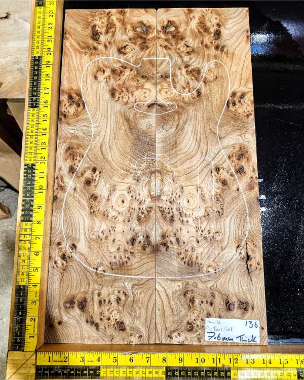 Elm Burl Bookmatched Guitar Top Set
