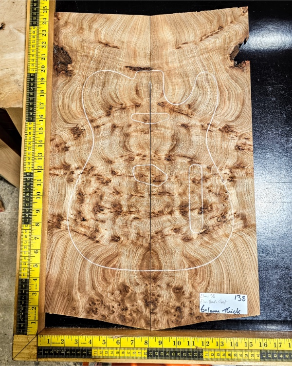 Elm Burl Bookmatched Guitar Top Set